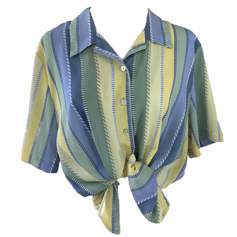 Vintage Striped Button Up Top - 80’s/90’s